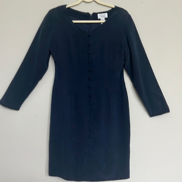 Petite Sophisticate Dresses & Skirts - Petite Sophisticate Navy Silk Dress